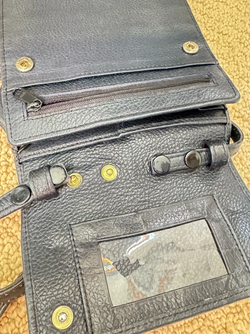 Tusk adjustable Navy Blue Leather Crossbody Bag